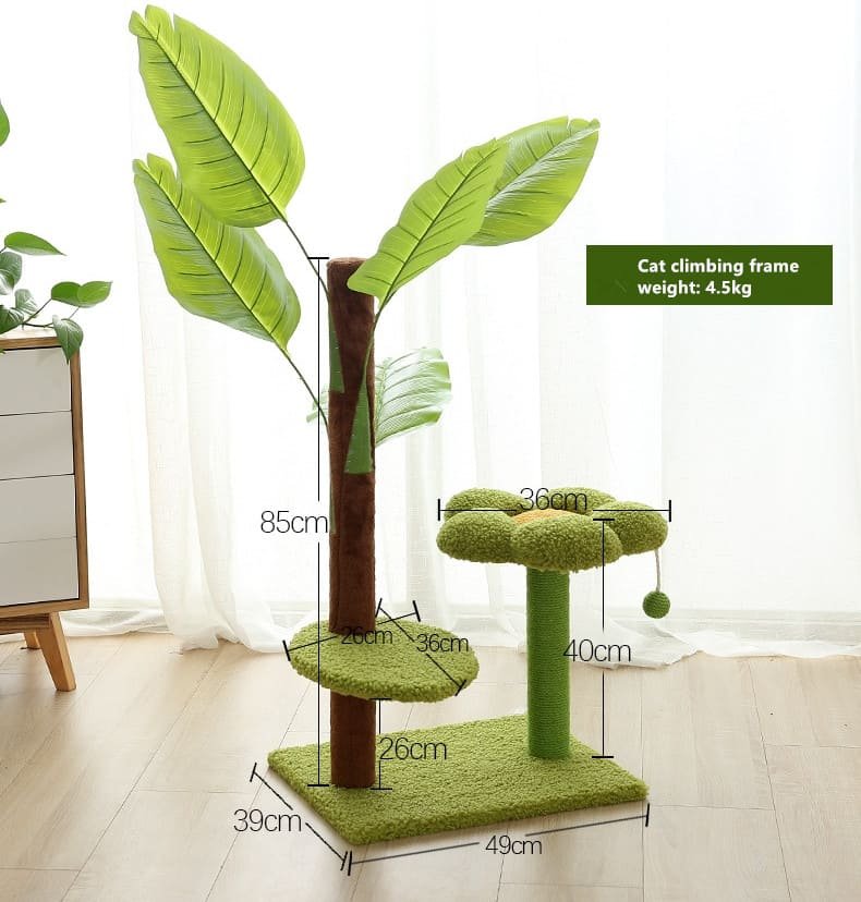 Green Leaves Cat Jump Tower Sisal Indoor Cat Furniture 3 Cat Jump Tower Caso Machinery 7 790x828