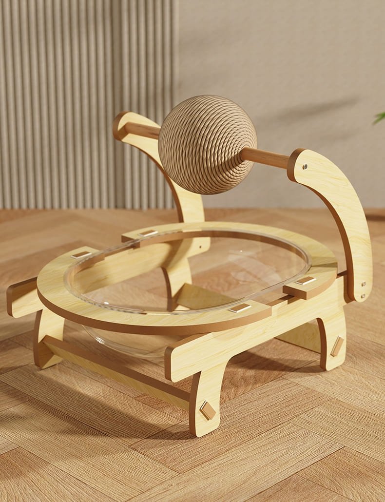 Multifunctional Wooden Cat Scratching Post Bed with Ball 13 Cat Scratching Post Bed Caso Machinery 10 790x1030