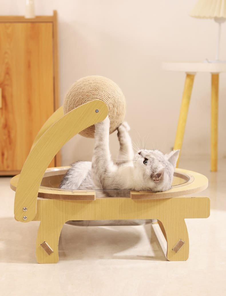 Multifunctional Wooden Cat Scratching Post Bed with Ball 14 Cat Scratching Post Bed Caso Machinery 13 790x1035