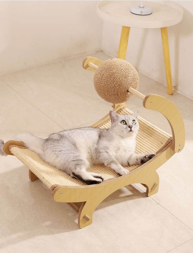 Multifunctional Wooden Cat Scratching Post Bed with Ball 16 Cat Scratching Post Bed Caso Machinery 15 790x1035
