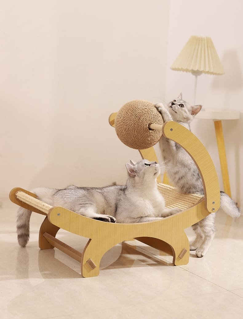 Multifunctional Wooden Cat Scratching Post Bed with Ball 17 Cat Scratching Post Bed Caso Machinery 16 790x1035