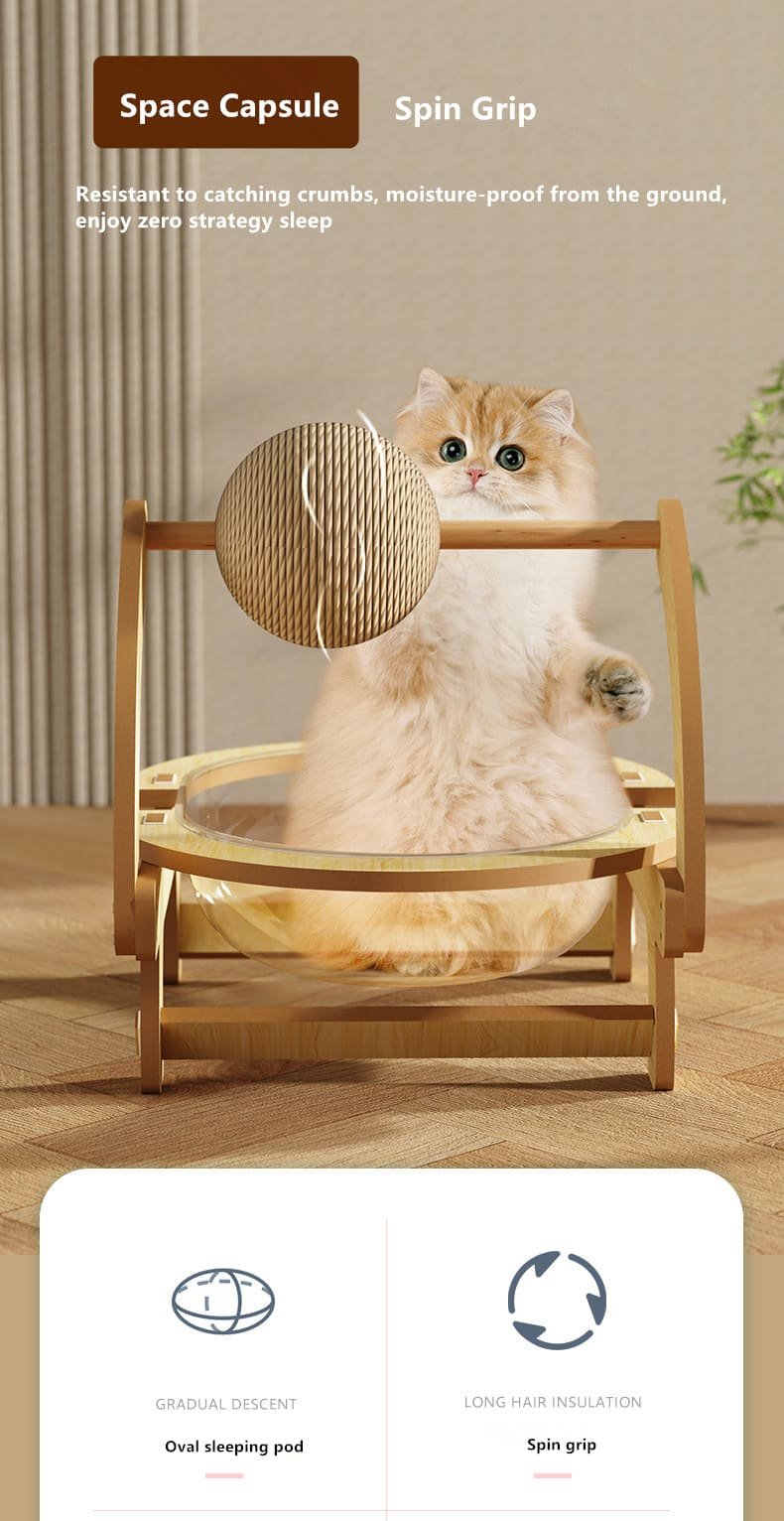 Multifunctional Wooden Cat Scratching Post Bed with Ball 4 Cat Scratching Post Bed Caso Machinery 4 790x1532