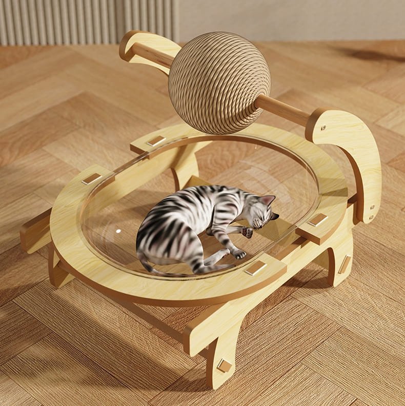 Multifunctional Wooden Cat Scratching Post Bed with Ball 8 Cat Scratching Post Bed Caso Machinery 5 790x792